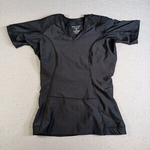 Alignmed Women's Medium Black Compression Postural Fitness Short Sleeve Shirt